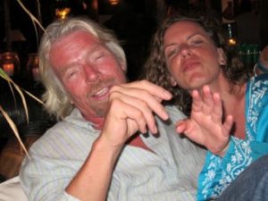 Sara with her host on Necker Island – Sir Richard Branson.
