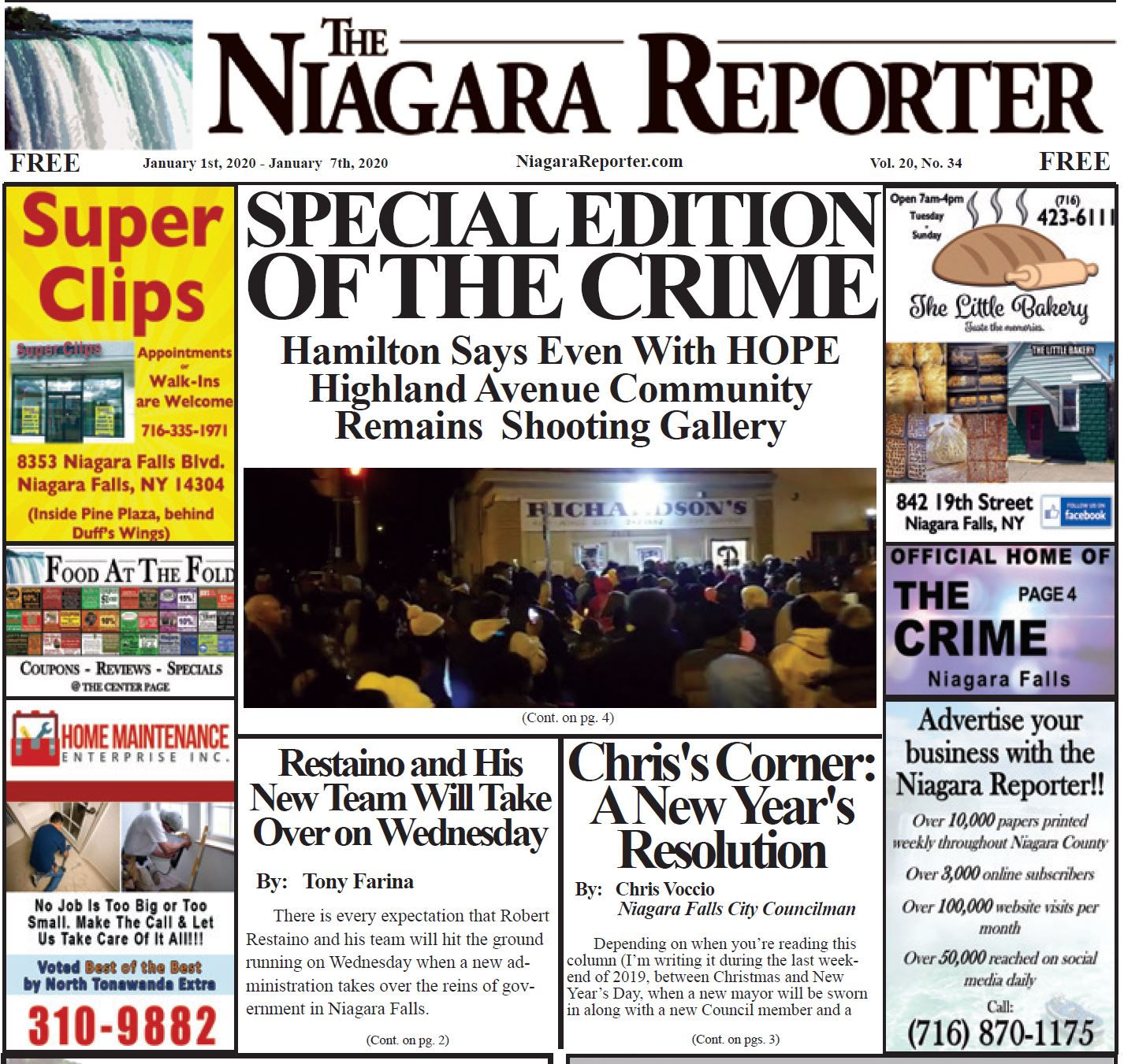 January 1st, 2020, Edition of the Niagara Reporter Newspaper The